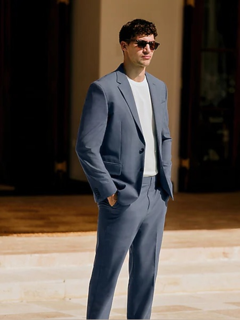 Express Men's Blue Wool Suit
